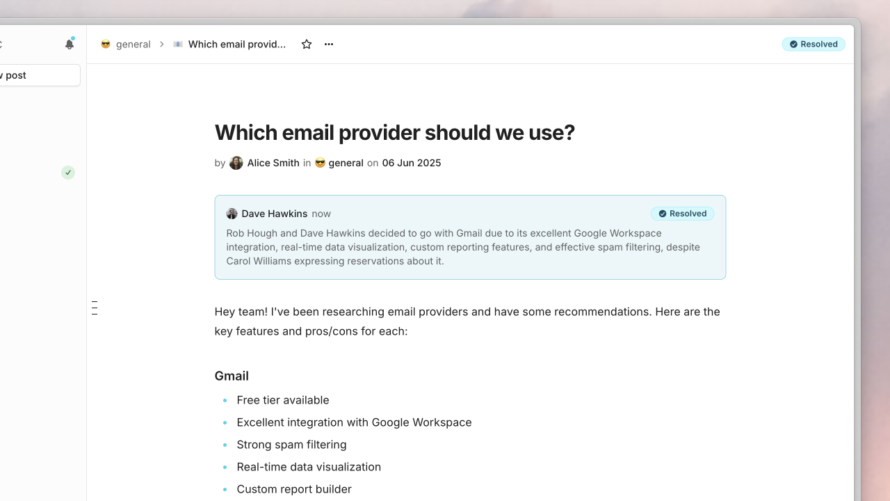 A screenshot of the resolution feature in Cushion